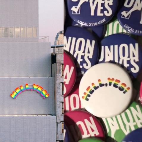 Figure 2: “Hell, Yes!” Local 2110 UAW union pins, courtesy of the author.
