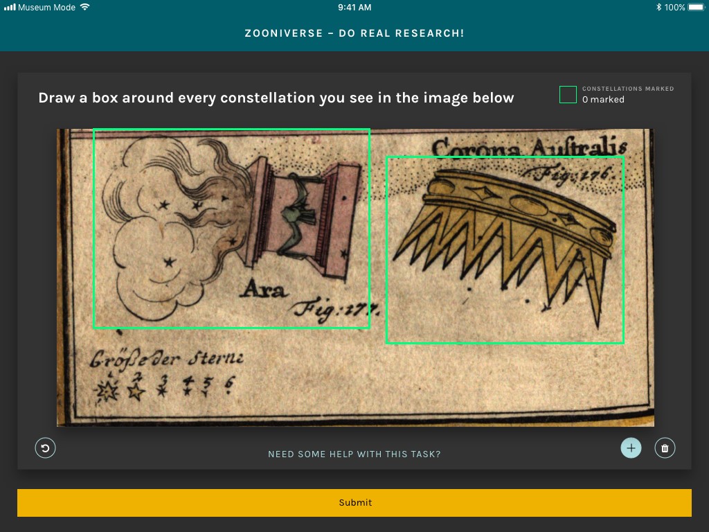 Figure 3: Zooniverse iPad app “Museum Mode.”