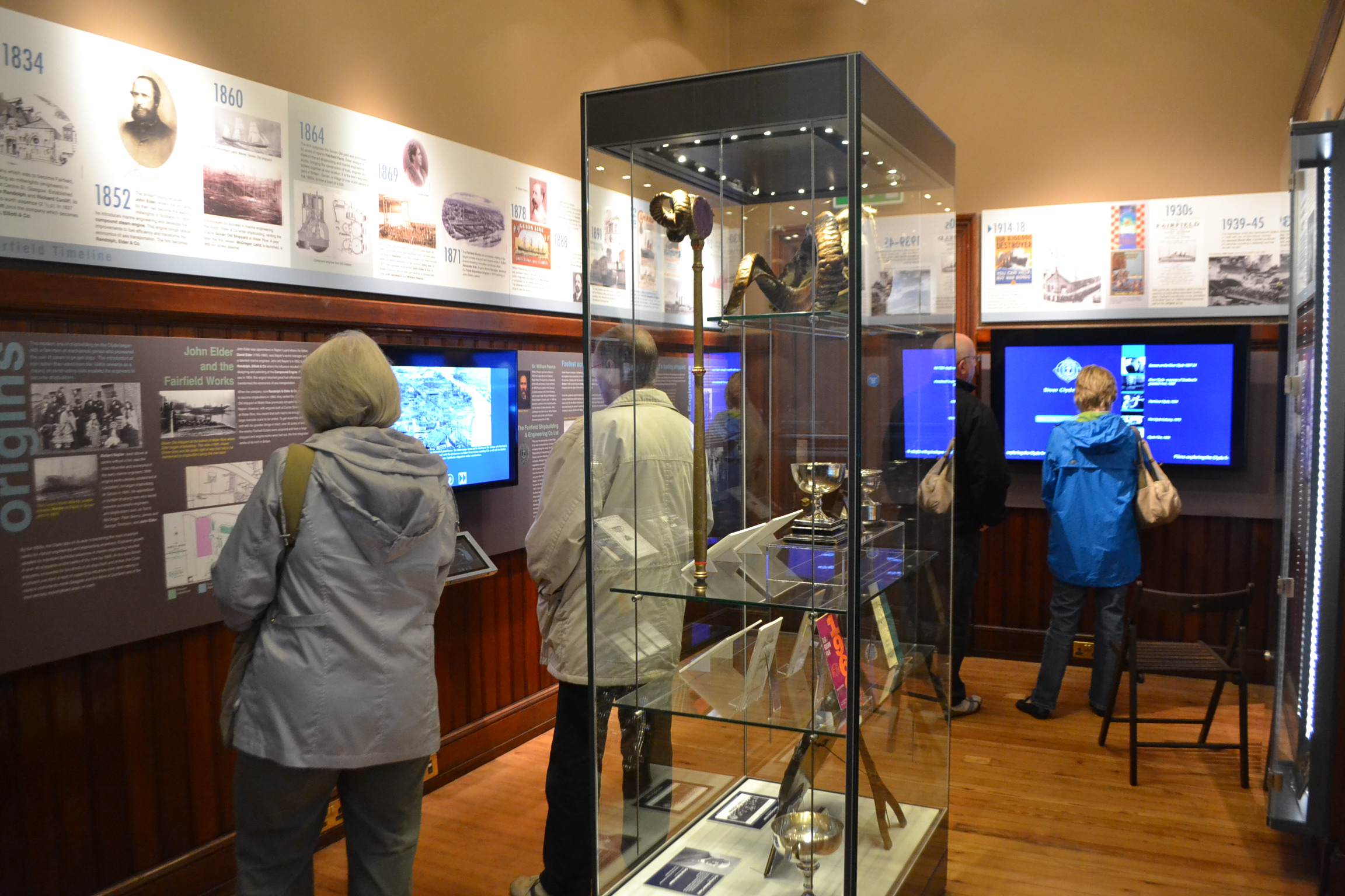 Figure 3: Visitors exploring The Story of the Clyde exhibition room at Fairfield.
