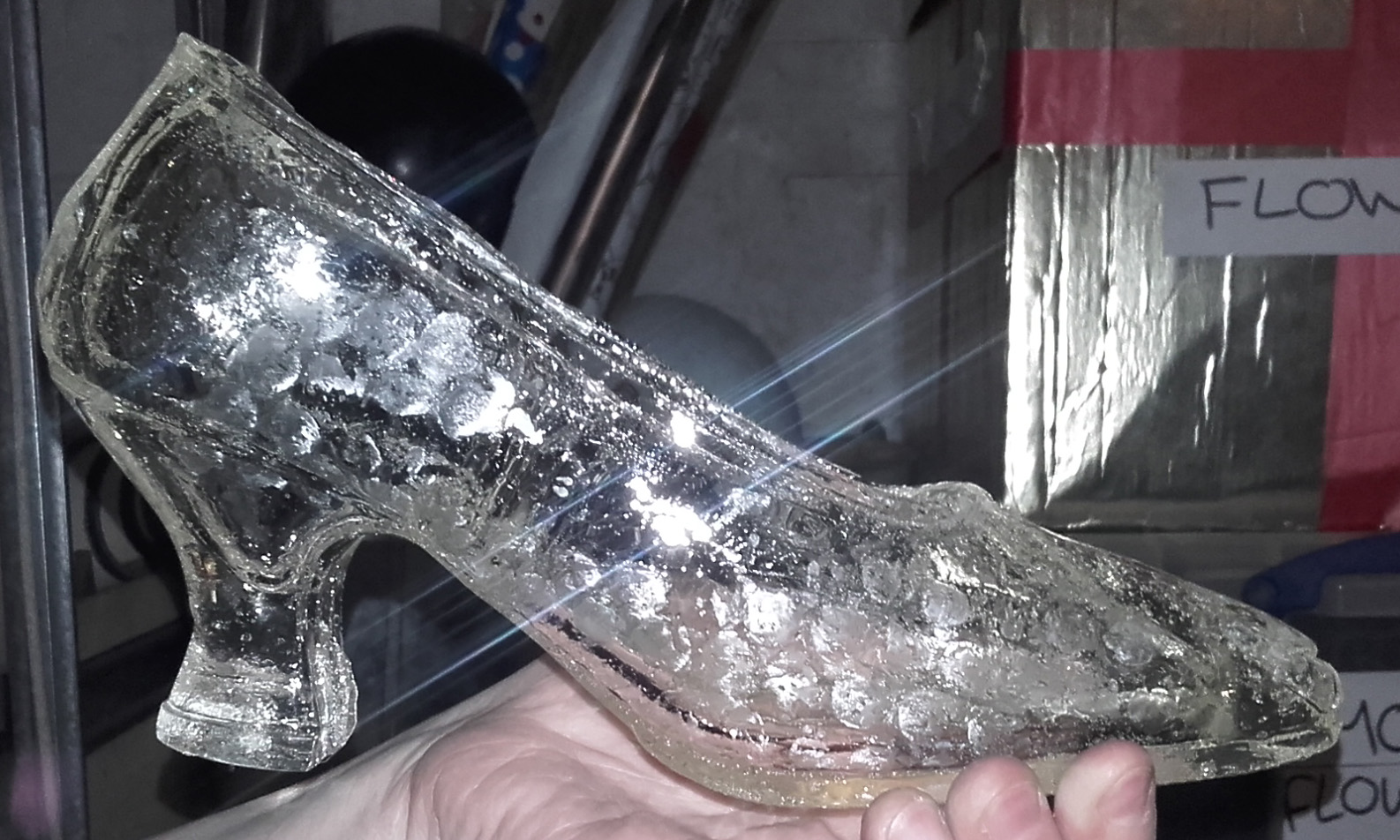 Figure 1: A Glass slipper held at the King’s Theatre and used for the Cinderella Show.
