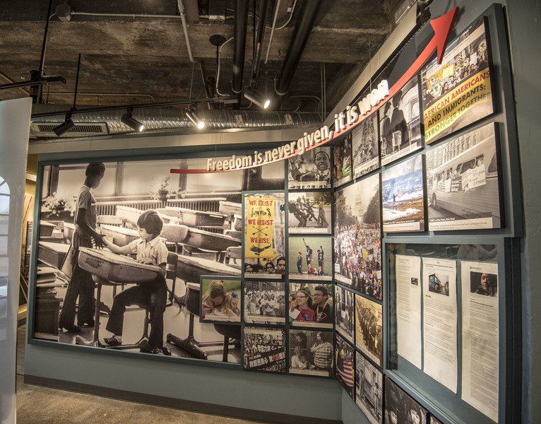 Figure 3. Photo Mosaic wall showing events relating to freedom. Niagara Falls Underground Railroad Heritage Center, Freedom Gallery. Courtesy of James Neiss/Niagara Gazette.
